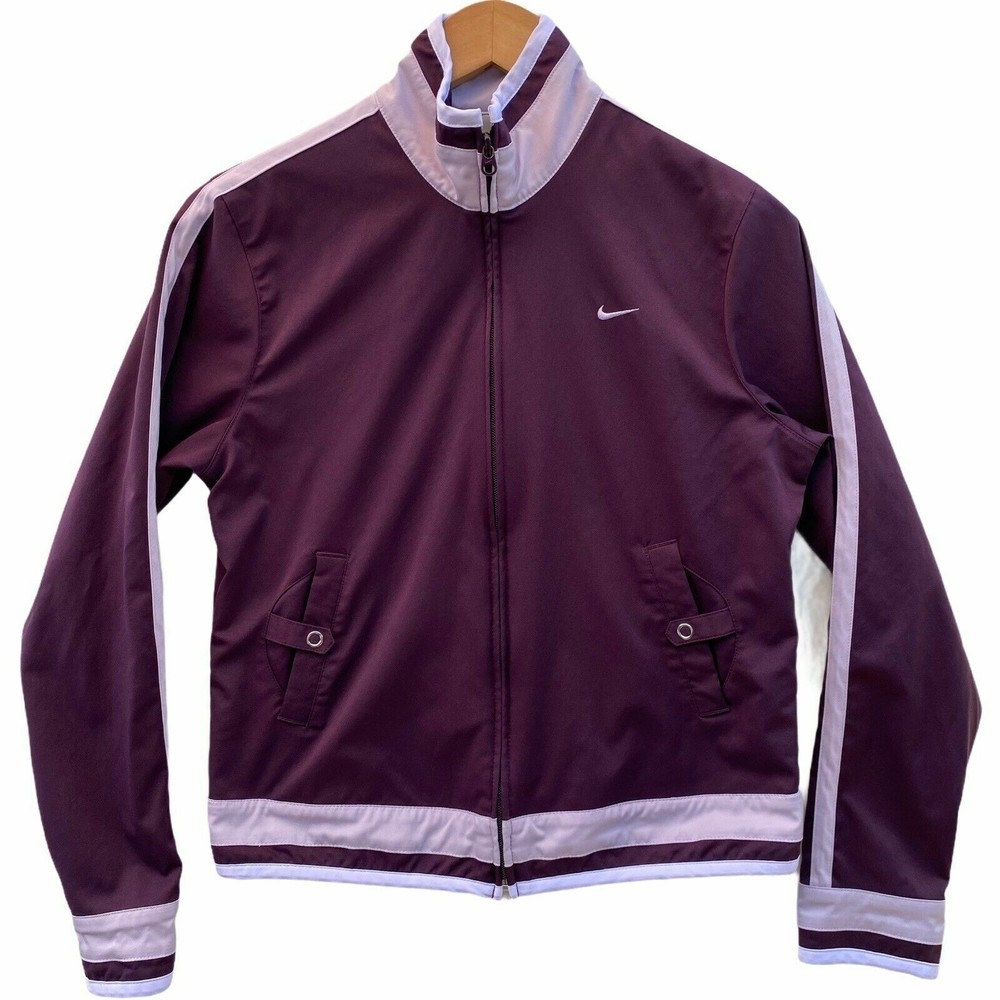 Nike Womens Sport Jacket Size M Cropped Purple Lightweight Full Zip Activewear